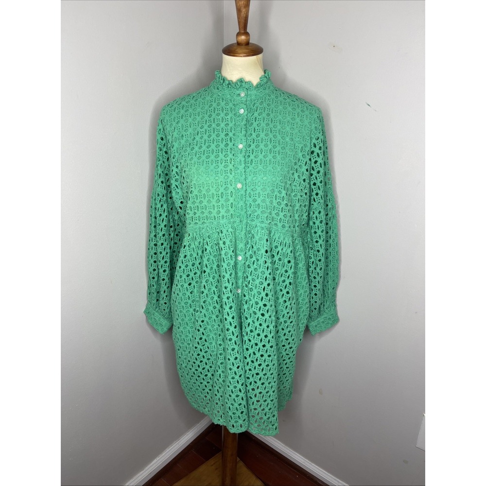 New Jude Connally Clover Green Eyelet Gloria Dress Large L - Picture 4 of 12